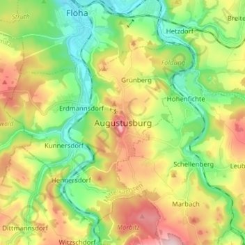 Topografische Karte Augustusburg, Höhe, Relief