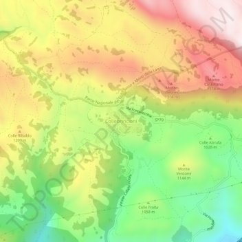 Topografische Karte Collebrincioni, Höhe, Relief