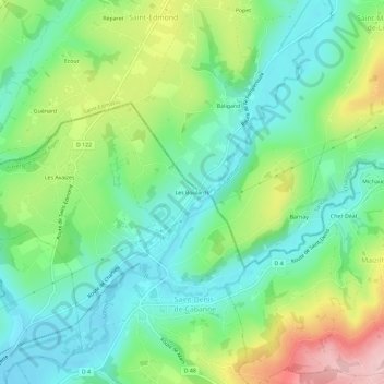 Topografische Karte Les Boulards, Höhe, Relief