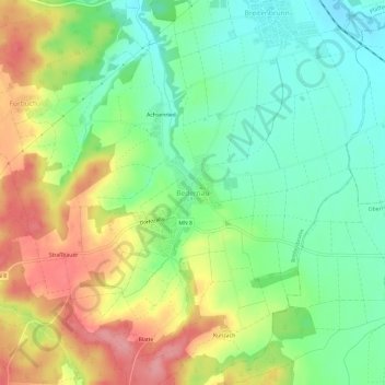 Topografische Karte Bedernau, Höhe, Relief