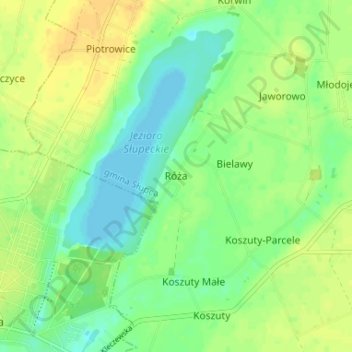 Topografische Karte Róża, Höhe, Relief