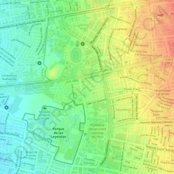 Topografische Karte Huaca San Miguel, Höhe, Relief
