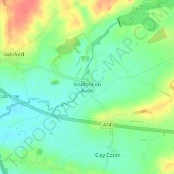 Topografische Karte Stanford on Avon, Höhe, Relief