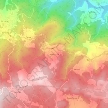 Topografische Karte Nespereira, Höhe, Relief