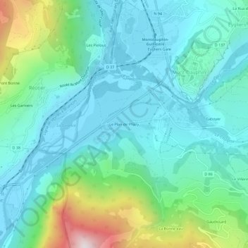 Topografische Karte Le Plan de Phazy, Höhe, Relief