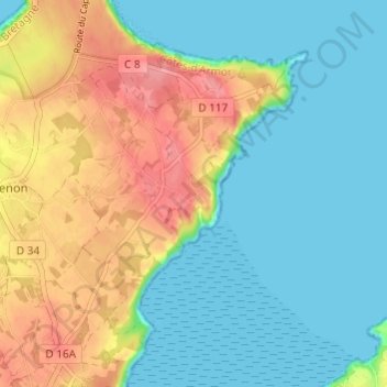 Topografische Karte Saint-Guireuc, Höhe, Relief