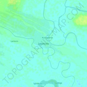 Topografische Karte Igbokoda, Höhe, Relief