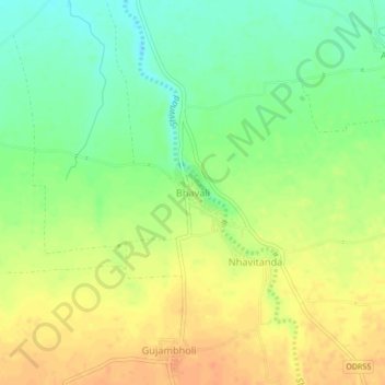 Topografische Karte Bhavali, Höhe, Relief
