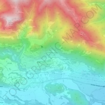 Topografische Karte Cornaletto Soprano, Höhe, Relief