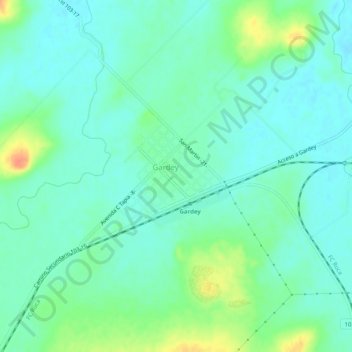 Topografische Karte Gardey, Höhe, Relief