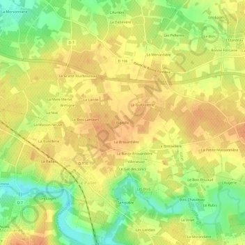 Topografische Karte Bigrolle, Höhe, Relief