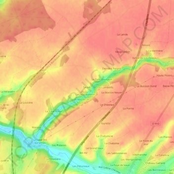 Topografische Karte Sauvé, Höhe, Relief