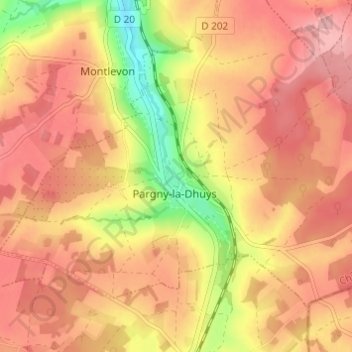Topografische Karte Proche les Venets, Höhe, Relief