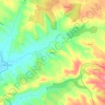 Topografische Karte Loubejac, Höhe, Relief