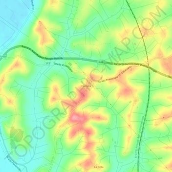 Topografische Karte Farneta, Höhe, Relief