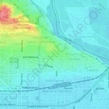 Topografische Karte M56, Höhe, Relief