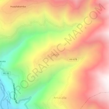 Topografische Karte Cotay, Höhe, Relief