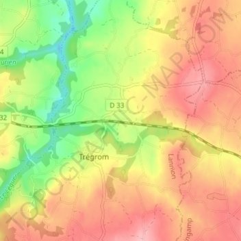 Topografische Karte Coat An Parc, Höhe, Relief
