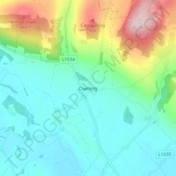 Topografische Karte Owning, Höhe, Relief