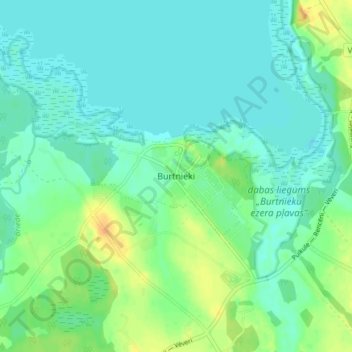 Topografische Karte Burtnieki, Höhe, Relief