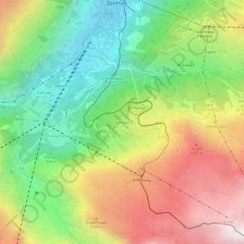 Topografische Karte Riffelalp, Höhe, Relief