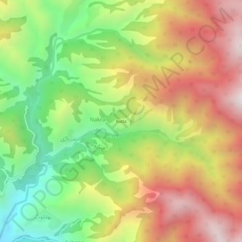 Topografische Karte Kutla, Höhe, Relief