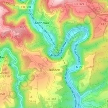 Topografische Karte Willspull, Höhe, Relief