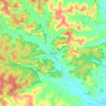 Topografische Karte Callianetto, Höhe, Relief