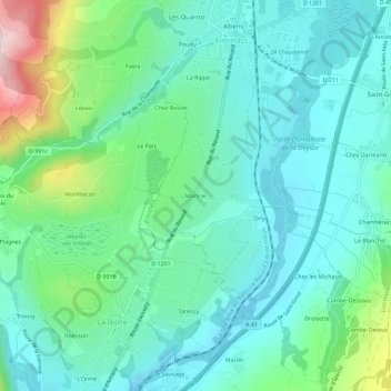 Topografische Karte Marline, Höhe, Relief