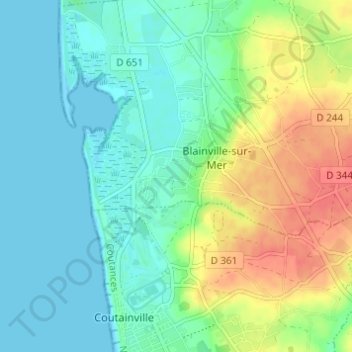 Topografische Karte Le Bas de Gruchy, Höhe, Relief