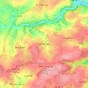 Topografische Karte Rümlingen, Höhe, Relief