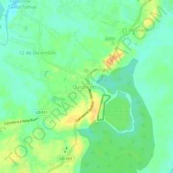 Topografische Karte Quistococha, Höhe, Relief