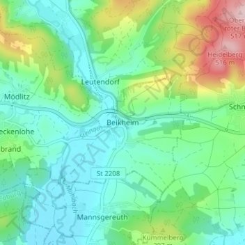 Topografische Karte Beikheim, Höhe, Relief