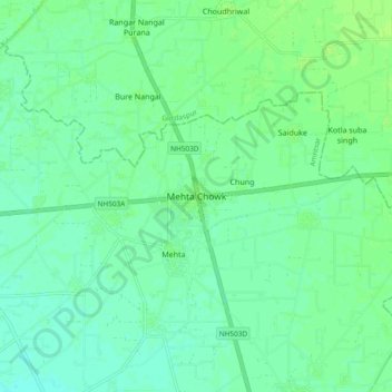 Topografische Karte Mehta Chowk, Höhe, Relief