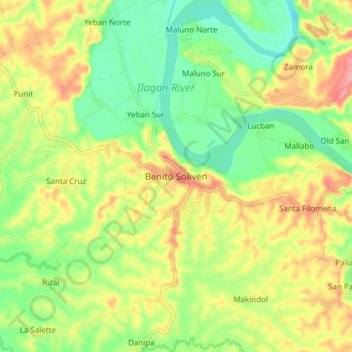 Topografische Karte Benito Soliven, Höhe, Relief