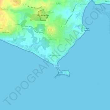 Topografische Karte La Grée Penvins, Höhe, Relief