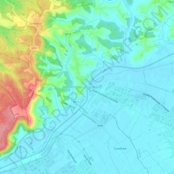 Topografische Karte Ponte a Cappiano, Höhe, Relief