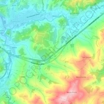 Topografische Karte Pozzolatico, Höhe, Relief