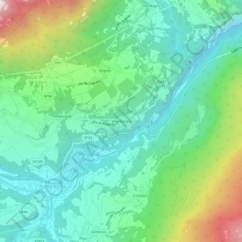 Topografische Karte Villa Banale, Höhe, Relief