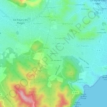 Topografische Karte Manette, Höhe, Relief