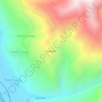 Topografische Karte Santa Ana, Höhe, Relief