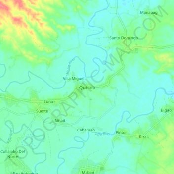 Topografische Karte Quirino, Höhe, Relief