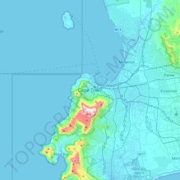 Topografische Karte Kapstadt, Höhe, Relief