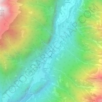 Topografische Karte Piedilago, Höhe, Relief