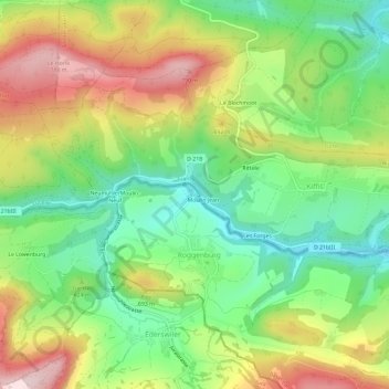 Topografische Karte Sägemühle, Höhe, Relief
