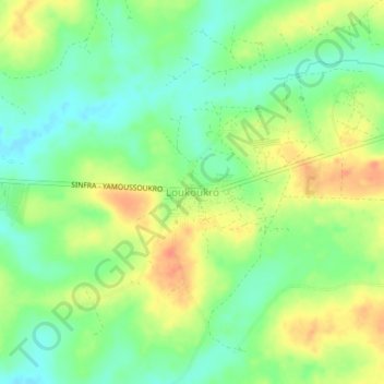 Topografische Karte Loukoukro, Höhe, Relief