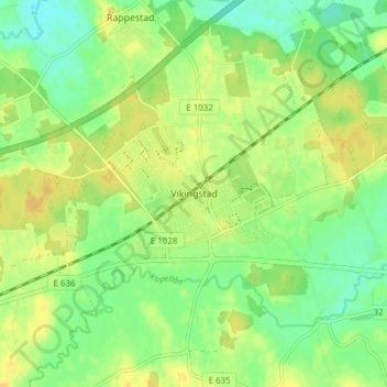 Topografische Karte Vikingstad, Höhe, Relief