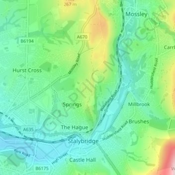 Topografische Karte Arlies, Höhe, Relief