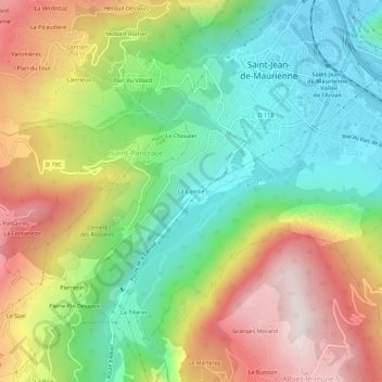 Topografische Karte La Combe, Höhe, Relief