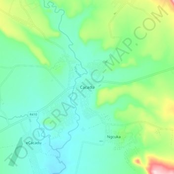 Topografische Karte Cacadu, Höhe, Relief